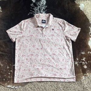 Rock & Roll Denim Men’s Light Pink Western Print Polo